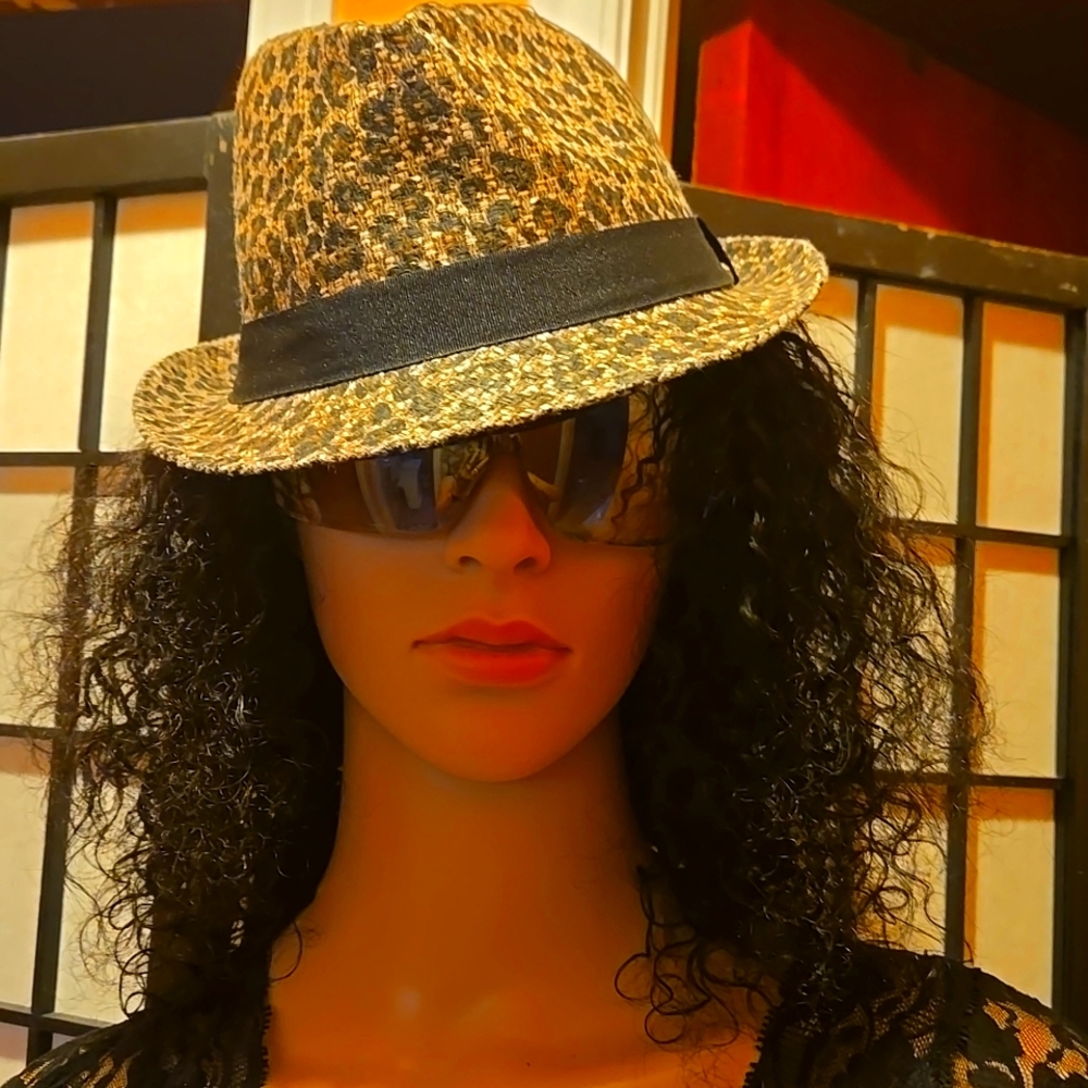 Leopard Print Fedora Hat with Black Band